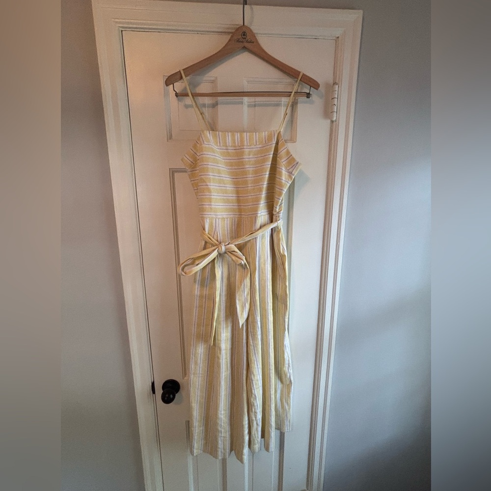 Banana Republic White and Yellow Striped Jumpsuit